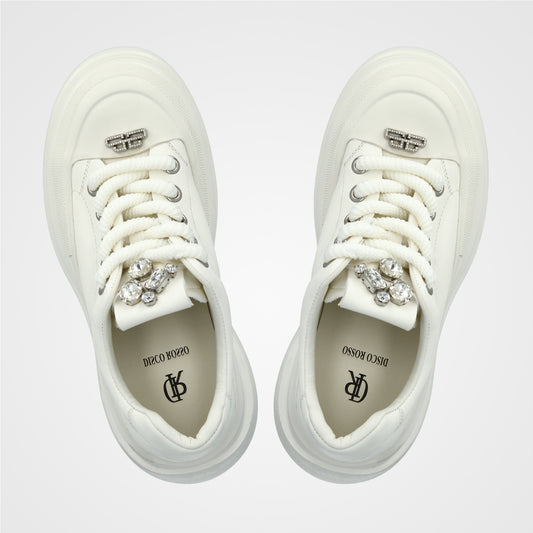 סניקרס לבנות שרוך אבנים גדולות בלשון - 241-819-6